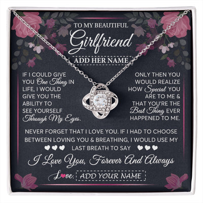 Love Knot Necklace 14K White Gold Finish | 1 | Personalized To My Beautiful Girlfriend Necklace I Love You Girlfriend Gifts Romantic Birthday Gifts Valentines Christmas Custom Gift Box Message Card | siriusteestore.myshopify