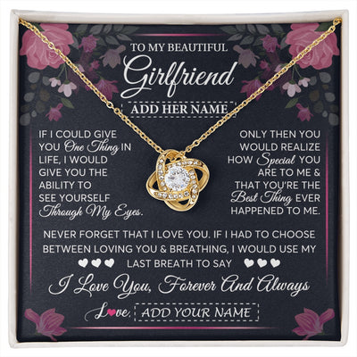 Love Knot Necklace 18K Yellow Gold Finish | 1 | Personalized To My Beautiful Girlfriend Necklace I Love You Girlfriend Gifts Romantic Birthday Gifts Valentines Christmas Custom Gift Box Message Card | siriusteestore.myshopify
