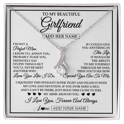 Alluring Beauty Necklace 14K White Gold Finish | 1 | Personalized To My Beautiful Girlfriend Necklace Love You Like I Do Promise Girlfriend Romantic Birthday Gifts Anniversary Christmas Gift Box Message Card | siriusteestore