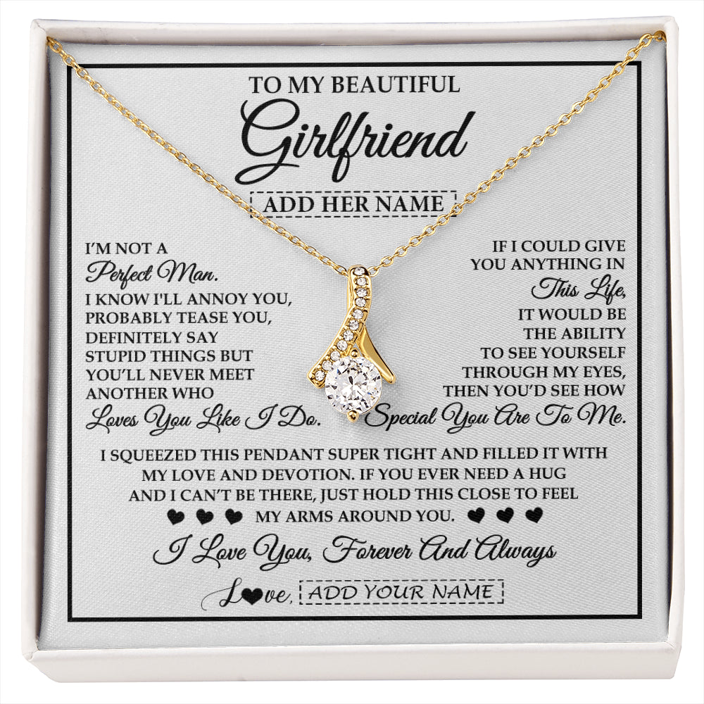 Alluring Beauty Necklace 18K Yellow Gold Finish | 1 | Personalized To My Beautiful Girlfriend Necklace Love You Like I Do Promise Girlfriend Romantic Birthday Gifts Anniversary Christmas Gift Box Message Card | siriusteestore