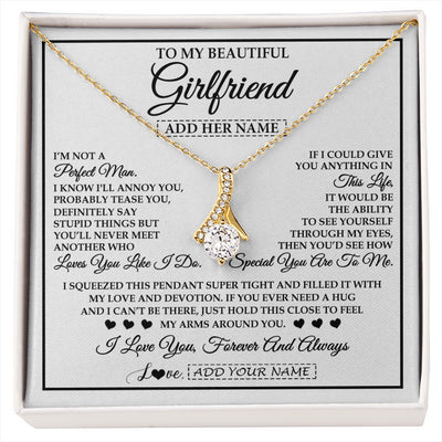 Alluring Beauty Necklace 18K Yellow Gold Finish | 1 | Personalized To My Beautiful Girlfriend Necklace Love You Like I Do Promise Girlfriend Romantic Birthday Gifts Anniversary Christmas Gift Box Message Card | siriusteestore