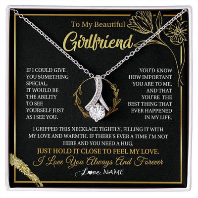 Alluring Beauty Necklace 14K White Gold Finish | 1 | Personalized To My Beautiful Girlfriend Necklace  My Love Girlfriend Birthday Gifts Romantic Unique Anniversary Christmas Customized Gift Box Message Card | siriusteestore