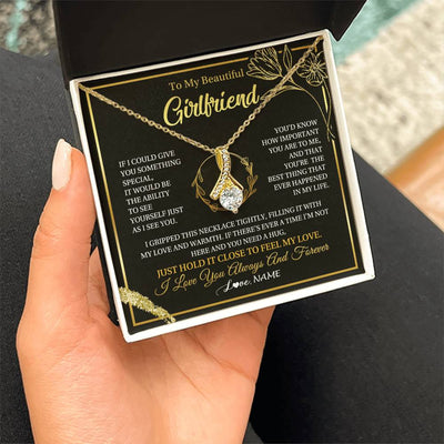 Alluring Beauty Necklace 18K Yellow Gold Finish | 2 | Personalized To My Beautiful Girlfriend Necklace  My Love Girlfriend Birthday Gifts Romantic Unique Anniversary Christmas Customized Gift Box Message Card | siriusteestore