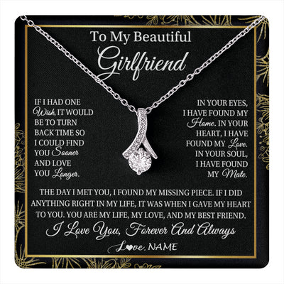 Alluring Beauty Necklace 14K White Gold Finish | 1 | Personalized To My Beautiful Girlfriend Necklace Romantic Gifts Girlfriend Birthday Anniversary Jewelry Valentines Christmas Customized Gift Box Message Card | siriusteestore