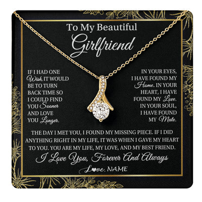 Alluring Beauty Necklace 18K Yellow Gold Finish | 1 | Personalized To My Beautiful Girlfriend Necklace Romantic Gifts Girlfriend Birthday Anniversary Jewelry Valentines Christmas Customized Gift Box Message Card | siriusteestore