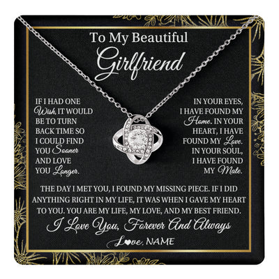 Love Knot Necklace 14K White Gold Finish | 1 | Personalized To My Beautiful Girlfriend Necklace Romantic Gifts Girlfriend Birthday Anniversary Jewelry Valentines Christmas Customized Gift Box Message Card | siriusteestore