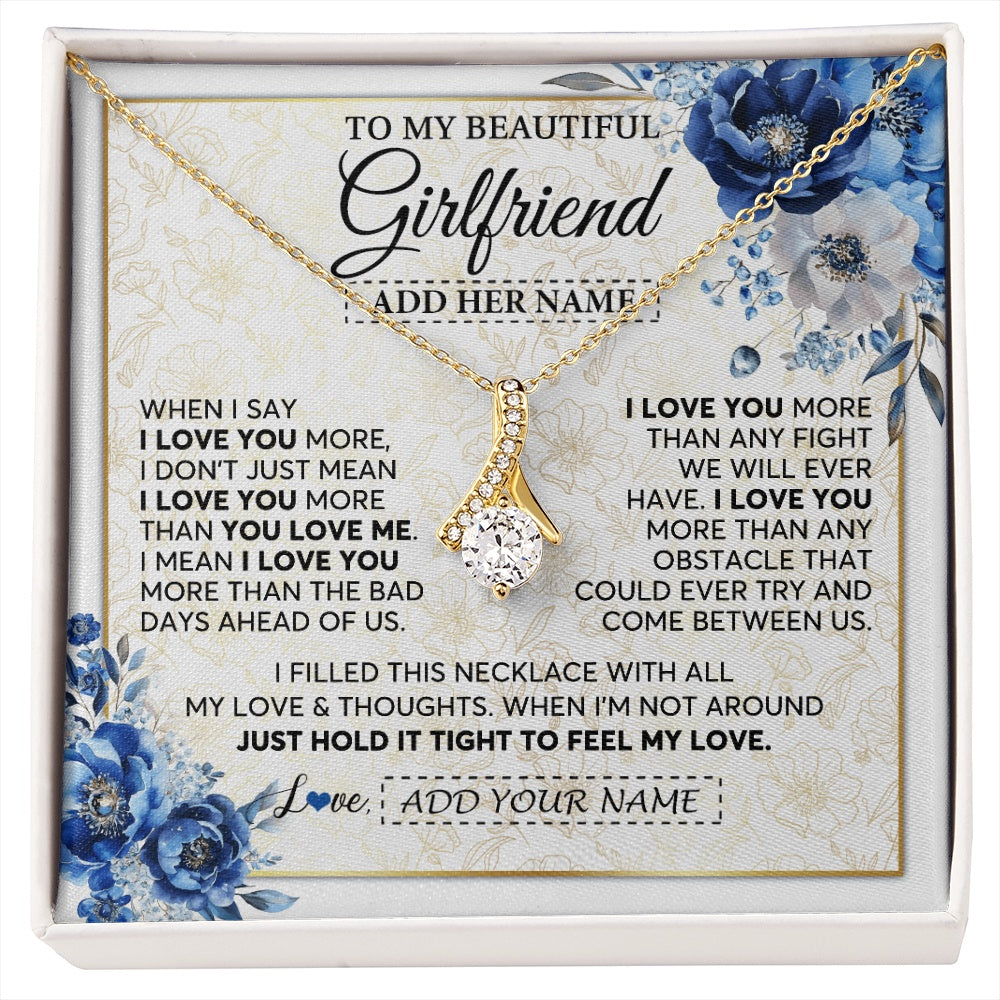Alluring Beauty Necklace 18K Yellow Gold Finish | 1 | Personalized To My Beautiful Girlfriend Necklace When I Say Girlfriend Gifts Romantic Birthday Gifts Valentines Christmas Custom Gift Box Message Card | https://siriusteestore.