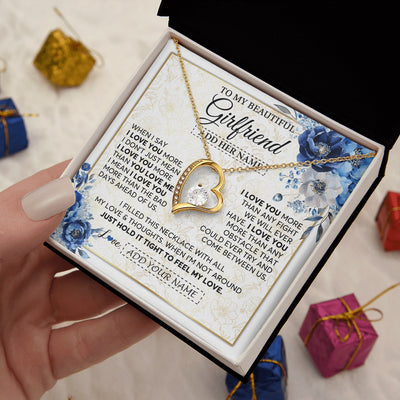 Forever Love Necklace 18K Yellow Gold Finish | 2 | Personalized To My Beautiful Girlfriend Necklace When I Say Girlfriend Gifts Romantic Birthday Gifts Valentines Christmas Custom Gift Box Message Card | https://siriusteestore.