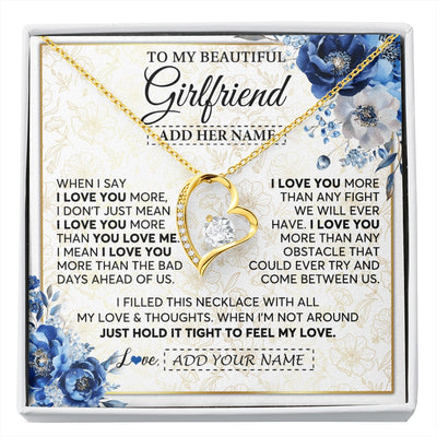 Forever Love Necklace 18K Yellow Gold Finish | 1 | Personalized To My Beautiful Girlfriend Necklace When I Say Girlfriend Gifts Romantic Birthday Gifts Valentines Christmas Custom Gift Box Message Card | https://siriusteestore.