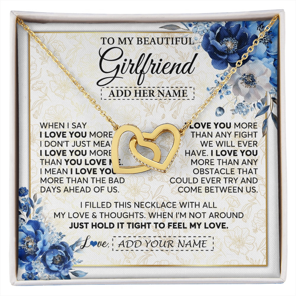 Interlocking Hearts Necklace 18K Yellow Gold Finish | 1 | Personalized To My Beautiful Girlfriend Necklace When I Say Girlfriend Gifts Romantic Birthday Gifts Valentines Christmas Custom Gift Box Message Card | https://siriusteestore.