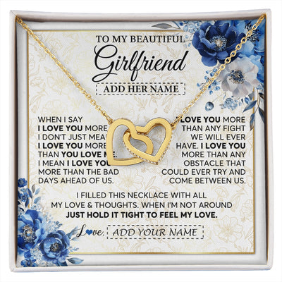 Interlocking Hearts Necklace 18K Yellow Gold Finish | 1 | Personalized To My Beautiful Girlfriend Necklace When I Say Girlfriend Gifts Romantic Birthday Gifts Valentines Christmas Custom Gift Box Message Card | https://siriusteestore.
