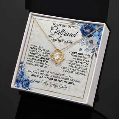 Love Knot Necklace 18K Yellow Gold Finish | 2 | Personalized To My Beautiful Girlfriend Necklace When I Say Girlfriend Gifts Romantic Birthday Gifts Valentines Christmas Custom Gift Box Message Card | https://siriusteestore.