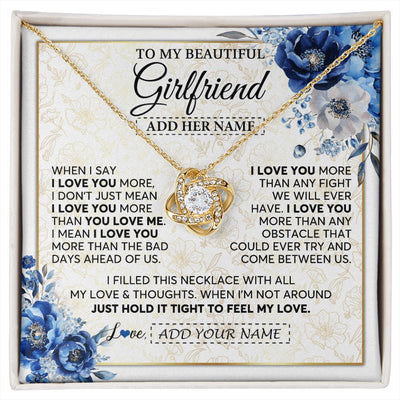 Love Knot Necklace 18K Yellow Gold Finish | 1 | Personalized To My Beautiful Girlfriend Necklace When I Say Girlfriend Gifts Romantic Birthday Gifts Valentines Christmas Custom Gift Box Message Card | https://siriusteestore.
