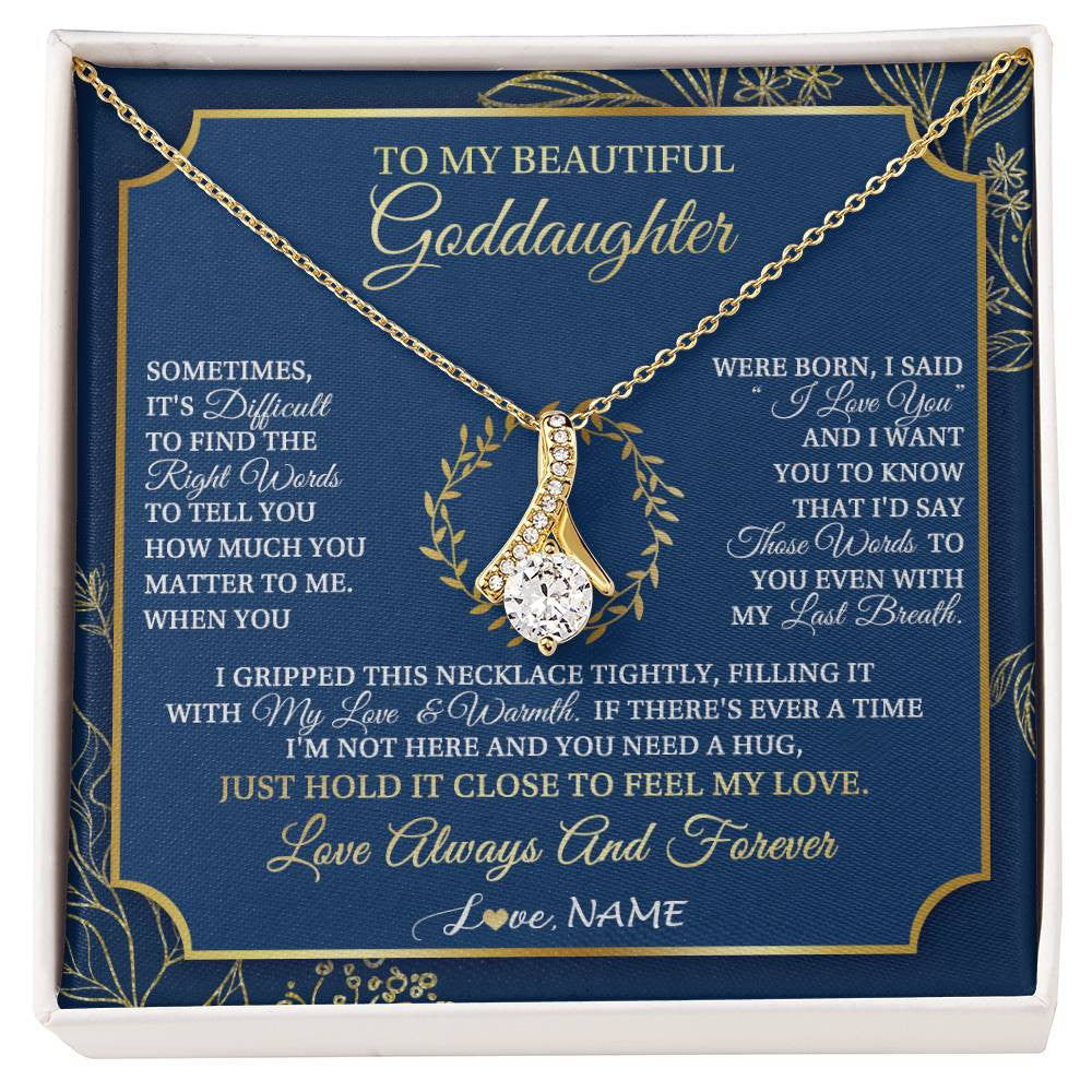 Alluring Beauty Necklace 18K Yellow Gold Finish | 1 | Personalized To My Beautiful Goddaughter From Aunt Uncle I Gripped This Necklace Goddaughter Jewelry Birthday Christmas Customized Gift Box Message Card | siriusteestore