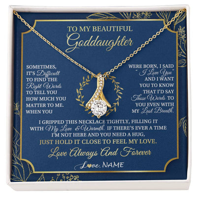 Alluring Beauty Necklace 18K Yellow Gold Finish | 1 | Personalized To My Beautiful Goddaughter From Aunt Uncle I Gripped This Necklace Goddaughter Jewelry Birthday Christmas Customized Gift Box Message Card | siriusteestore