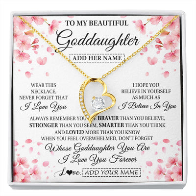 Forever Love Necklace 18K Yellow Gold Finish | 1 | Personalized To My Beautiful Goddaughter From Godmother Uncle Necklace Never Forget Birthday Gifts For Goddaughter Gift Christmas Gift Box Message Card | siriusteestore.myshopify