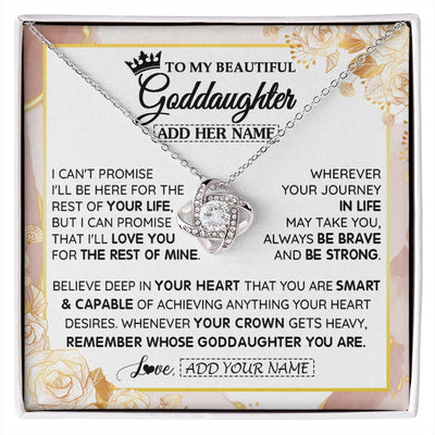 Love Knot Necklace 14K White Gold Finish | 1 | Personalized To My Beautiful Goddaughter Gifts Necklace From Godmother Crown Jewelry Present On Birthday Goddaughter Christmas Graduation Gift Box Message Card | https://siriusteestore.