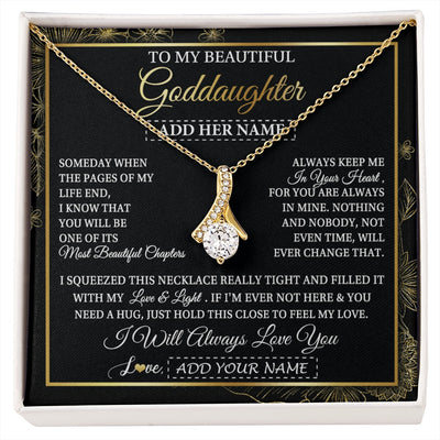 Alluring Beauty Necklace 18K Yellow Gold Finish | 1 | Personalized To My Beautiful Goddaughter Gifts Necklace From Godmother Feel My Love For Adult Goddaughter Graduation Christmas Custom Gift Box Message Card | https://siriusteestore.