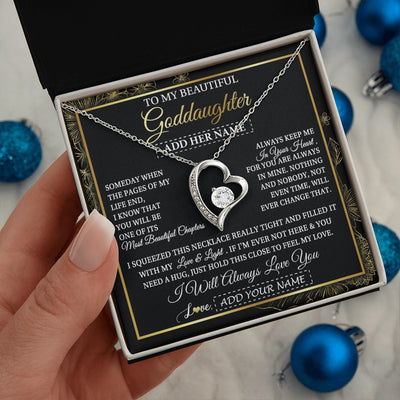 Forever Love Necklace 14K White Gold Finish | 2 | Personalized To My Beautiful Goddaughter Gifts Necklace From Godmother Feel My Love For Adult Goddaughter Graduation Christmas Custom Gift Box Message Card | https://siriusteestore.