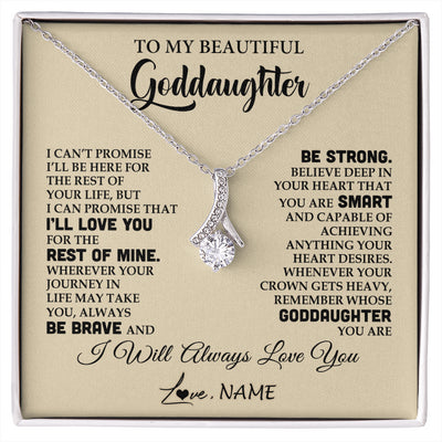 Alluring Beauty Necklace 14K White Gold Finish | 1 | Personalized To My Beautiful Goddaughter Gifts Necklace From Godmother Inspirational Birthday Gift For Goddaughter Christmas Customized Gift Box Message Card | siriusteestore