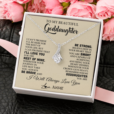 Alluring Beauty Necklace 14K White Gold Finish | 2 | Personalized To My Beautiful Goddaughter Gifts Necklace From Godmother Inspirational Birthday Gift For Goddaughter Christmas Customized Gift Box Message Card | siriusteestore