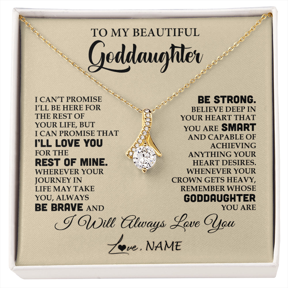 Alluring Beauty Necklace 18K Yellow Gold Finish | 1 | Personalized To My Beautiful Goddaughter Gifts Necklace From Godmother Inspirational Birthday Gift For Goddaughter Christmas Customized Gift Box Message Card | siriusteestore
