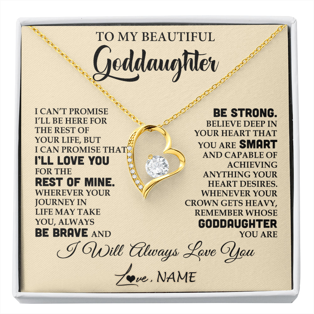 Forever Love Necklace 18K Yellow Gold Finish | 1 | Personalized To My Beautiful Goddaughter Gifts Necklace From Godmother Inspirational Birthday Gift For Goddaughter Christmas Customized Gift Box Message Card | siriusteestore