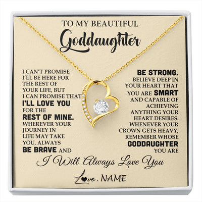 Forever Love Necklace 18K Yellow Gold Finish | 1 | Personalized To My Beautiful Goddaughter Gifts Necklace From Godmother Inspirational Birthday Gift For Goddaughter Christmas Customized Gift Box Message Card | siriusteestore