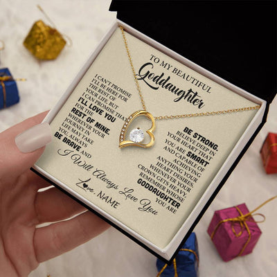 Forever Love Necklace 18K Yellow Gold Finish | 2 | Personalized To My Beautiful Goddaughter Gifts Necklace From Godmother Inspirational Birthday Gift For Goddaughter Christmas Customized Gift Box Message Card | siriusteestore