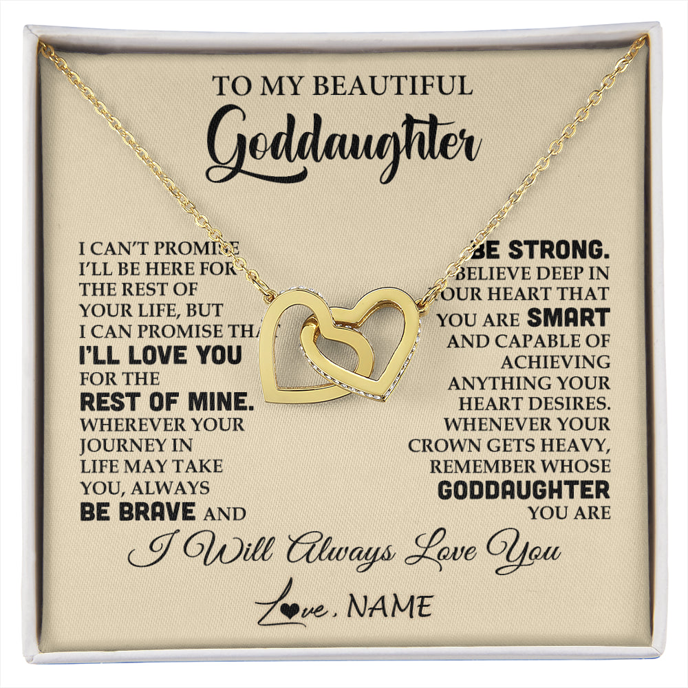 Interlocking Hearts Necklace 18K Yellow Gold Finish | 1 | Personalized To My Beautiful Goddaughter Gifts Necklace From Godmother Inspirational Birthday Gift For Goddaughter Christmas Customized Gift Box Message Card | siriusteestore