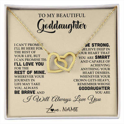 Interlocking Hearts Necklace 18K Yellow Gold Finish | 1 | Personalized To My Beautiful Goddaughter Gifts Necklace From Godmother Inspirational Birthday Gift For Goddaughter Christmas Customized Gift Box Message Card | siriusteestore