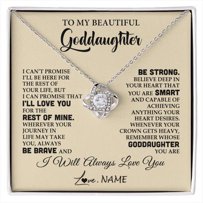 Love Knot Necklace 14K White Gold Finish | 1 | Personalized To My Beautiful Goddaughter Gifts Necklace From Godmother Inspirational Birthday Gift For Goddaughter Christmas Customized Gift Box Message Card | siriusteestore