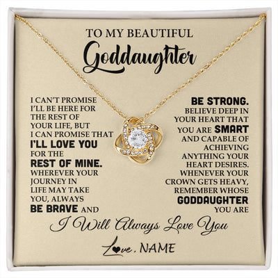Love Knot Necklace 18K Yellow Gold Finish | 1 | Personalized To My Beautiful Goddaughter Gifts Necklace From Godmother Inspirational Birthday Gift For Goddaughter Christmas Customized Gift Box Message Card | siriusteestore