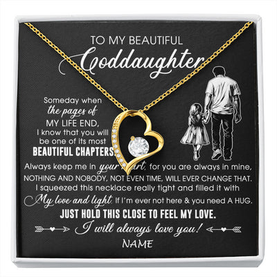 Forever Love Necklace 18K Yellow Gold Finish | 1 | Personalized To My Beautiful Goddaughter Necklace From Godfather Always Love You Goddaughter Birthday Graduation Christmas Customized Gift Box Message Card | siriusteestore