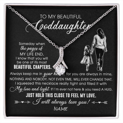 Alluring Beauty Necklace 14K White Gold Finish | 1 | Personalized To My Beautiful Goddaughter Necklace From Godmother Always Love You Goddaughter Birthday Graduation Christmas Customized Gift Box Message Card | siriusteestore