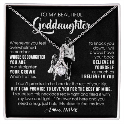 Alluring Beauty Necklace 14K White Gold Finish | 1 | Personalized To My Beautiful Goddaughter Necklace From Godmother Aunt Believe In Yourself Goddaughter Birthday Gifts Jewelry Christmas Customized Message Card | siriusteestore