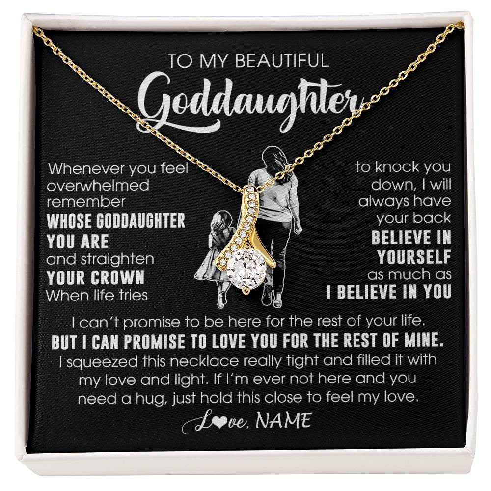 Alluring Beauty Necklace 18K Yellow Gold Finish | 1 | Personalized To My Beautiful Goddaughter Necklace From Godmother Aunt Believe In Yourself Goddaughter Birthday Gifts Jewelry Christmas Customized Message Card | siriusteestore