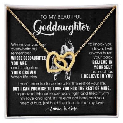 Interlocking Hearts Necklace 18K Yellow Gold Finish | 1 | Personalized To My Beautiful Goddaughter Necklace From Godmother Aunt Believe In Yourself Goddaughter Birthday Gifts Jewelry Christmas Customized Message Card | siriusteestore
