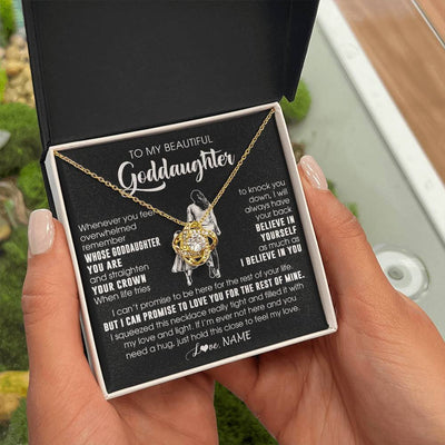 Love Knot Necklace 18K Yellow Gold Finish | 2 | Personalized To My Beautiful Goddaughter Necklace From Godmother Aunt Believe In Yourself Goddaughter Birthday Gifts Jewelry Christmas Customized Message Card | siriusteestore