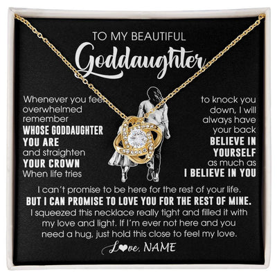 Love Knot Necklace 18K Yellow Gold Finish | 1 | Personalized To My Beautiful Goddaughter Necklace From Godmother Aunt Believe In Yourself Goddaughter Birthday Gifts Jewelry Christmas Customized Message Card | siriusteestore