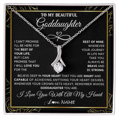 Alluring Beauty Necklace 14K White Gold Finish | 1 | Personalized To My Beautiful Goddaughter Necklace From Godmother Crown Jewelry Gifts For Goddaughter Birthday Graduation Christmas Gift Box Message Card | siriusteestore