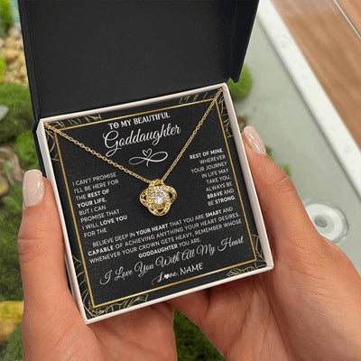 Love Knot Necklace 18K Yellow Gold Finish | 2 | Personalized To My Beautiful Goddaughter Necklace From Godmother Crown Jewelry Gifts For Goddaughter Birthday Graduation Christmas Gift Box Message Card | siriusteestore