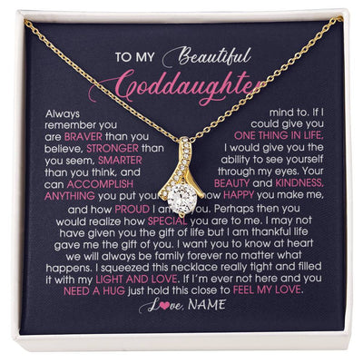 Alluring Beauty Necklace 18K Yellow Gold Finish | Personalized To My Beautiful Goddaughter Necklace From Godmother Feel My Love Goddaughter Birthday Graduation Christmas Customized Gift Box Message Card | siriusteestore