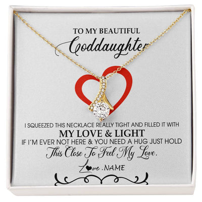Alluring Beauty Necklace 18K Yellow Gold Finish | Personalized To My Beautiful Goddaughter Necklace From Godmother Filled With My Love and Light Goddaughter Jewelry Birthday Christmas Customized Message Card | siriusteestore