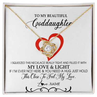 Love Knot Necklace 18K Yellow Gold Finish | Personalized To My Beautiful Goddaughter Necklace From Godmother Filled With My Love and Light Goddaughter Jewelry Birthday Christmas Customized Message Card | siriusteestore