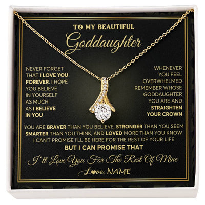 Alluring Beauty Necklace 18K Yellow Gold Finish | 1 | Personalized To My Beautiful Goddaughter Necklace From Godmother I Love You Jewelry Gifts For Goddaughter Birthday Graduation Christmas Gift Box Message Card | siriusteestore