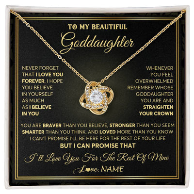 Love Knot Necklace 18K Yellow Gold Finish | 1 | Personalized To My Beautiful Goddaughter Necklace From Godmother I Love You Jewelry Gifts For Goddaughter Birthday Graduation Christmas Gift Box Message Card | siriusteestore