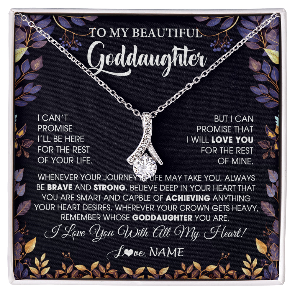 Alluring Beauty Necklace 14K White Gold Finish | 1 | Personalized To My Beautiful Goddaughter Necklace From Godmother Promise Necklace Birthday Gift For Goddaughter Christmas Customized Gift Box Message Card | siriusteestore
