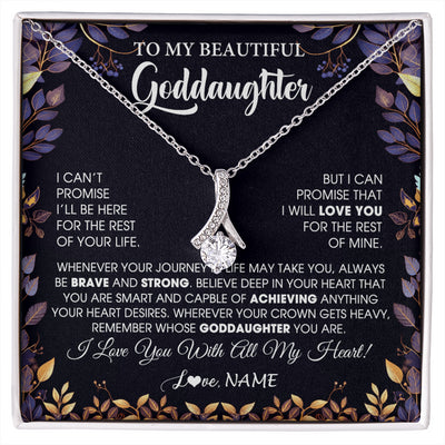 Alluring Beauty Necklace 14K White Gold Finish | 1 | Personalized To My Beautiful Goddaughter Necklace From Godmother Promise Necklace Birthday Gift For Goddaughter Christmas Customized Gift Box Message Card | siriusteestore