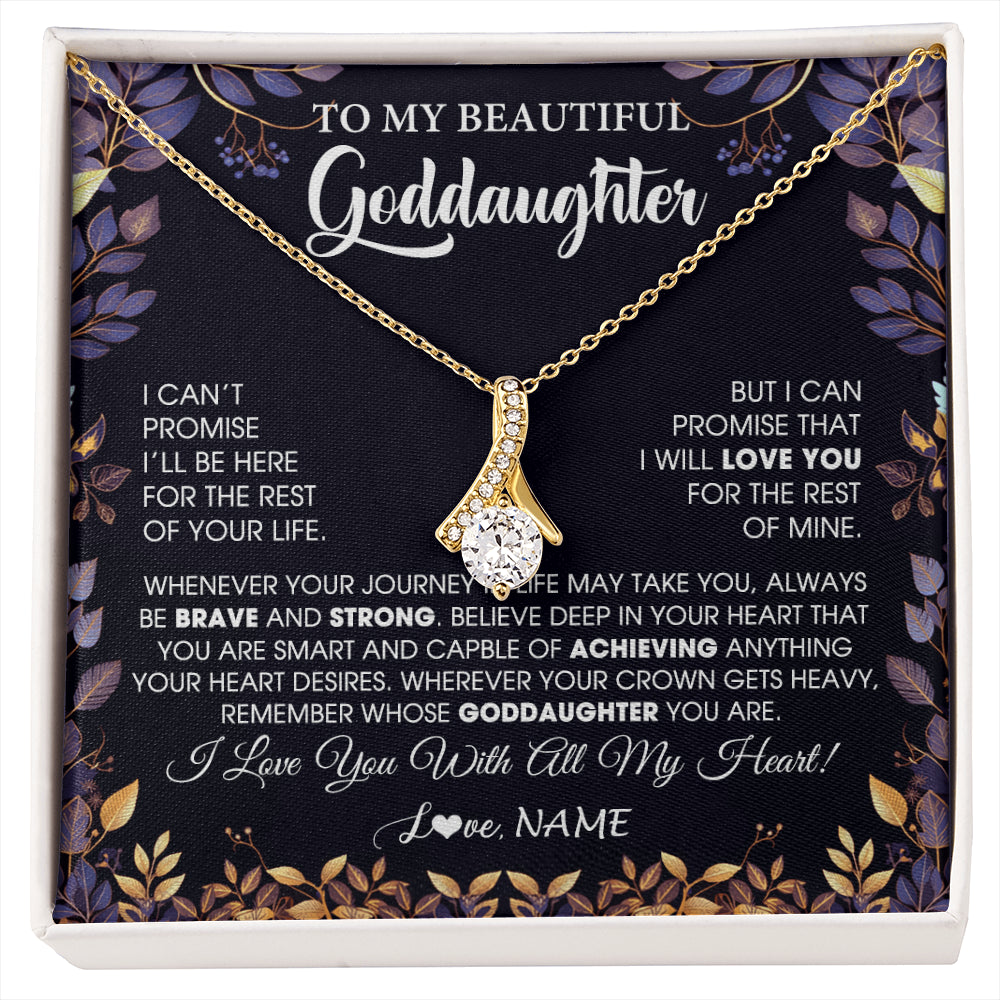 Alluring Beauty Necklace 18K Yellow Gold Finish | 1 | Personalized To My Beautiful Goddaughter Necklace From Godmother Promise Necklace Birthday Gift For Goddaughter Christmas Customized Gift Box Message Card | siriusteestore